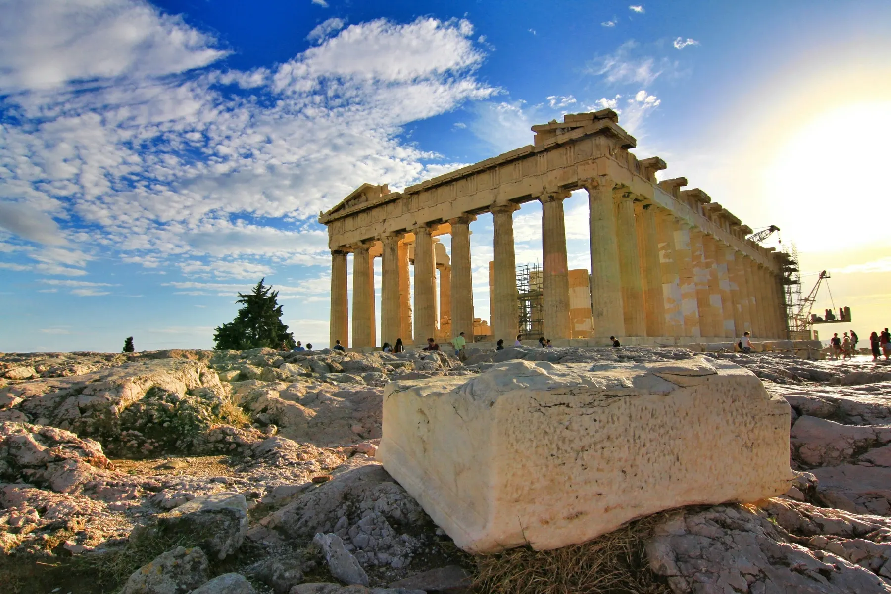 The Parthenon on the Acropolis in Athens at golden hour.